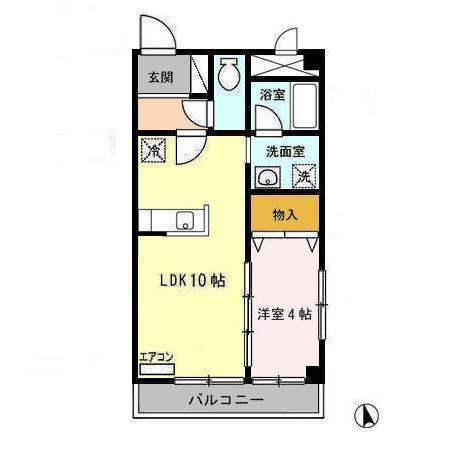 フォルツァ通町(1LDK/2階)の間取り写真