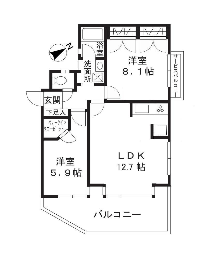 琳和ロイヤルコート(2LDK/3階)の間取り写真