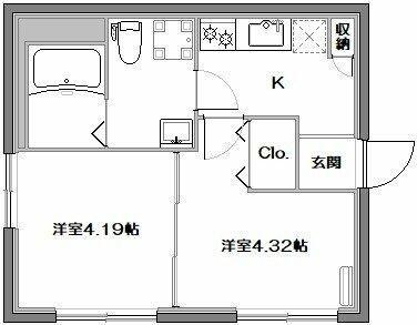 アーバンステージ菊川(2K/2階)の間取り写真