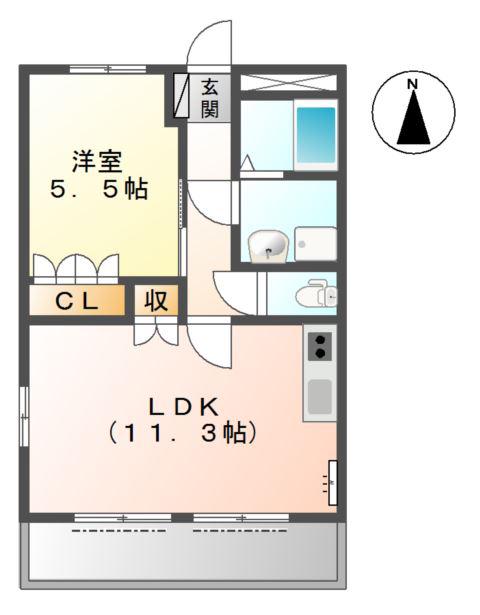 ハイツルミナス I(1LDK/1階)の間取り写真