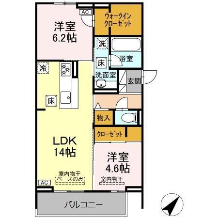 SHINE FORT(2LDK/1階)の間取り写真