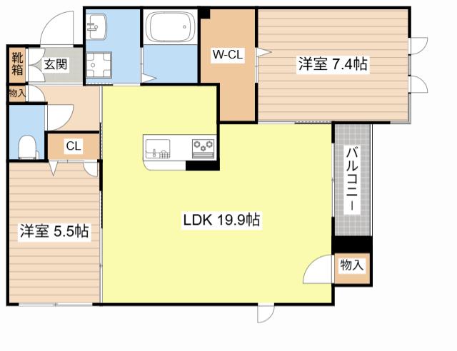 ガーデン ヴィラ スイート(2LDK/2階)の間取り写真