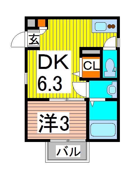 ラ・フォーレ皇山(1DK/1階)の間取り写真