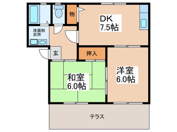 小山グリーンハイツ(2DK/1階)の間取り写真