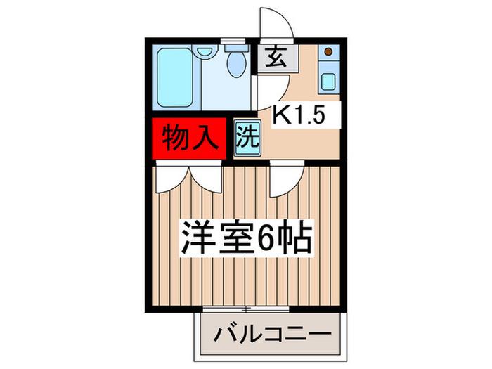 洗足フラッツ(1K/2階)の間取り写真