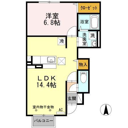 ルーラル(1LDK/1階)の間取り写真