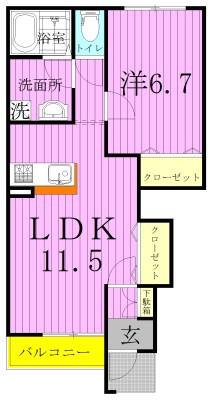 プラネット・丸山(1LDK/1階)の間取り写真