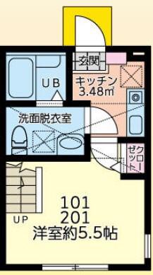 アジュール ブルー(1K/1階)の間取り写真
