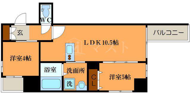 IMPERIAL SUITE南堀江(2LDK/3階)の間取り写真
