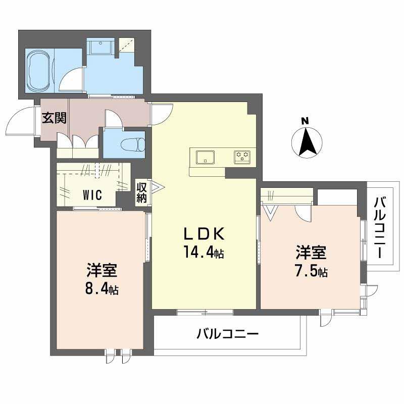 シャルール メゾン(2LDK/2階)の間取り写真