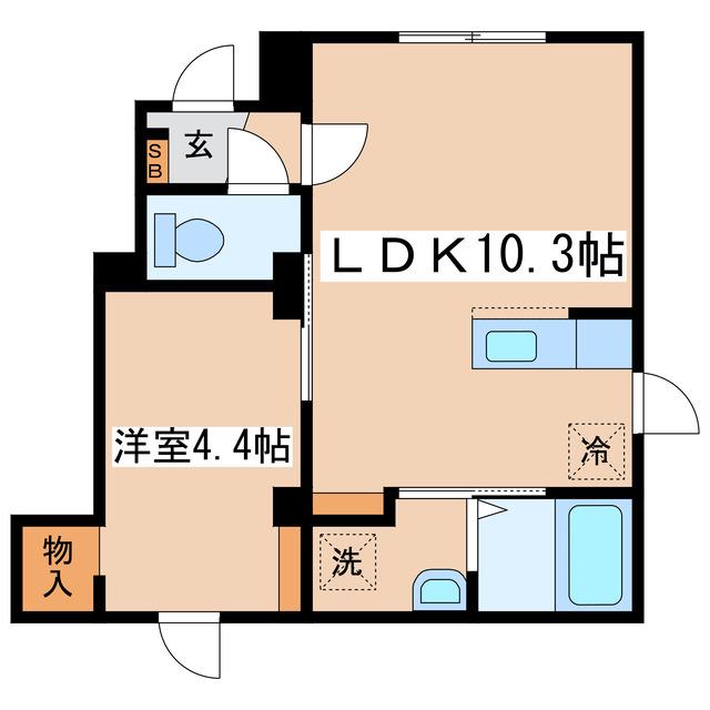 PORTE若松(1LDK/1階)の間取り写真