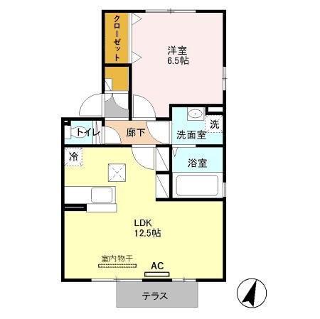 サンライズヒルD(1LDK/1階)の間取り写真
