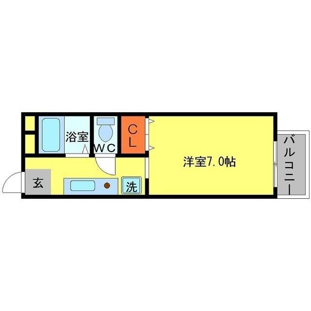 ヴィラプレフェールII・A棟(1K/2階)の間取り写真