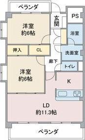 グランディール中京(2LDK/4階)の間取り写真