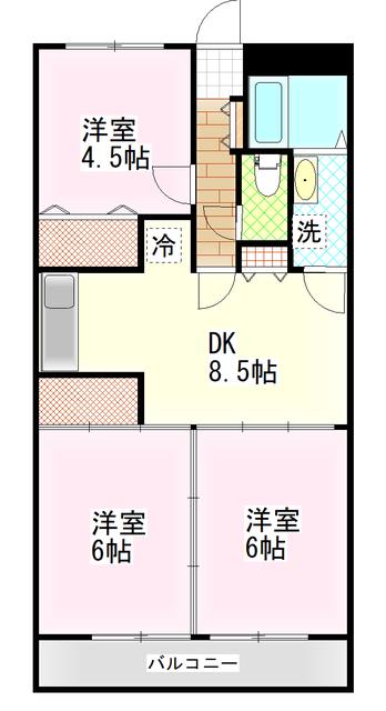 TKDマンション(3DK/3階)の間取り写真