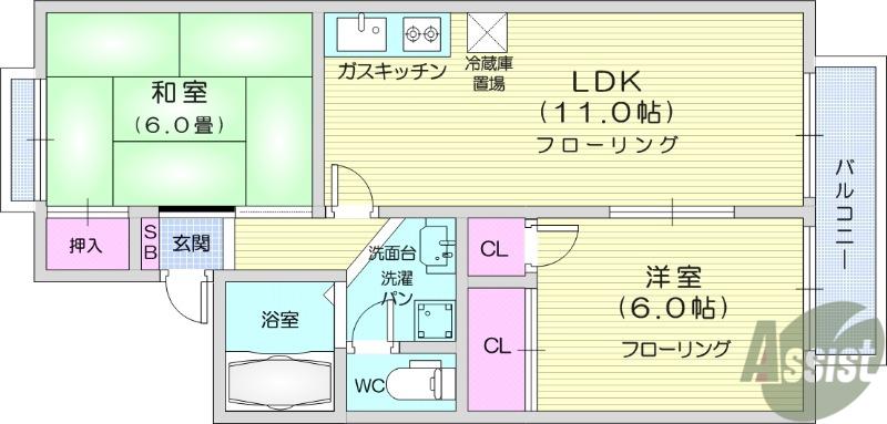 PARCROSETTEⅧ(2LDK/1階)の間取り写真