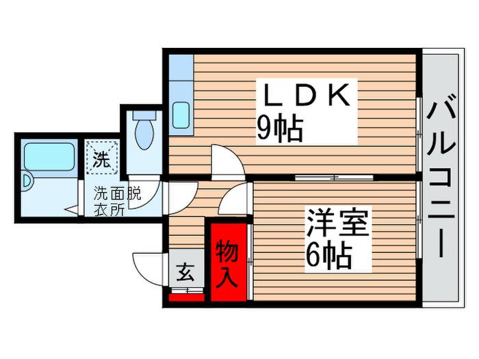 サンプラザ(1LDK/2階)の間取り写真