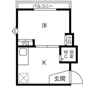グリーンヒル藤ヶ丘(1K/3階)の間取り写真