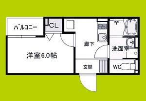 ヴェルメゾン三津屋中(1K/1階)の間取り写真