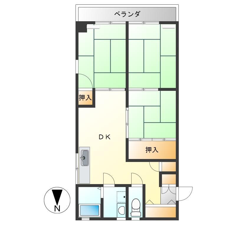 神奈川ハイツ(3DK/1階)の間取り写真