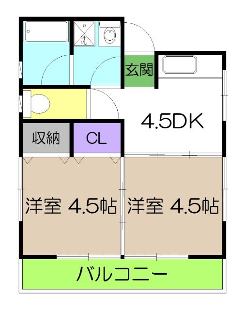 スマイル薊野(2DK/1階)の間取り写真