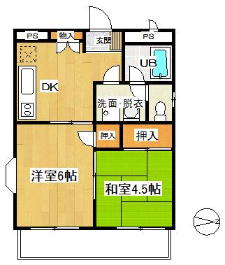 みずきコート(2DK/1階)の間取り写真