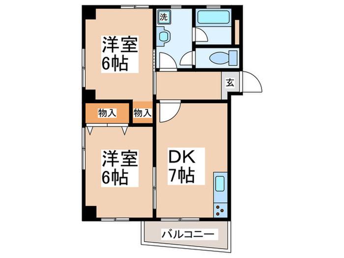 読売高野ビル(2DK/3階)の間取り写真