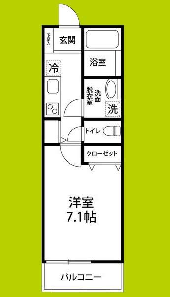 ソレイユII(1K/2階)の間取り写真