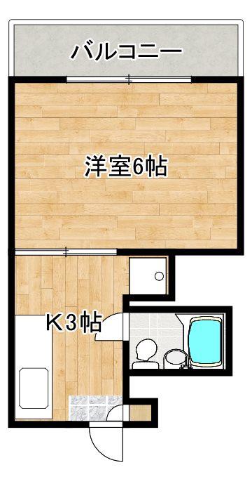 園中ビル(1K/3階)の間取り写真
