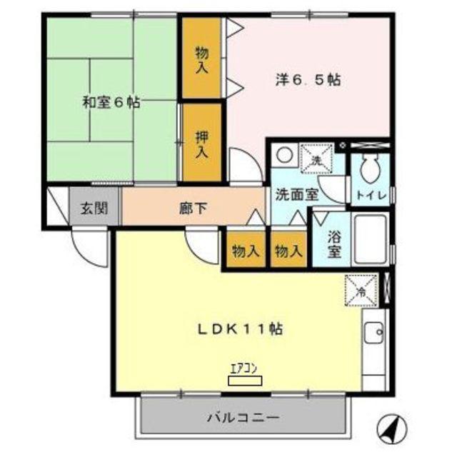 パークアゼリアB(2LDK/2階)の間取り写真