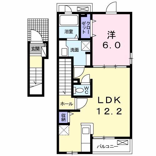 パインガーデンKISARA(1LDK/2階)の間取り写真