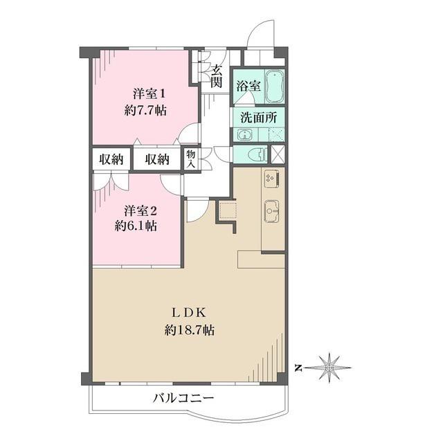 芦屋パインリッチ(2LDK/3階)の間取り写真