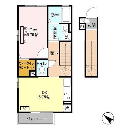 メイプル鷺沼(1DK/2階)の間取り写真