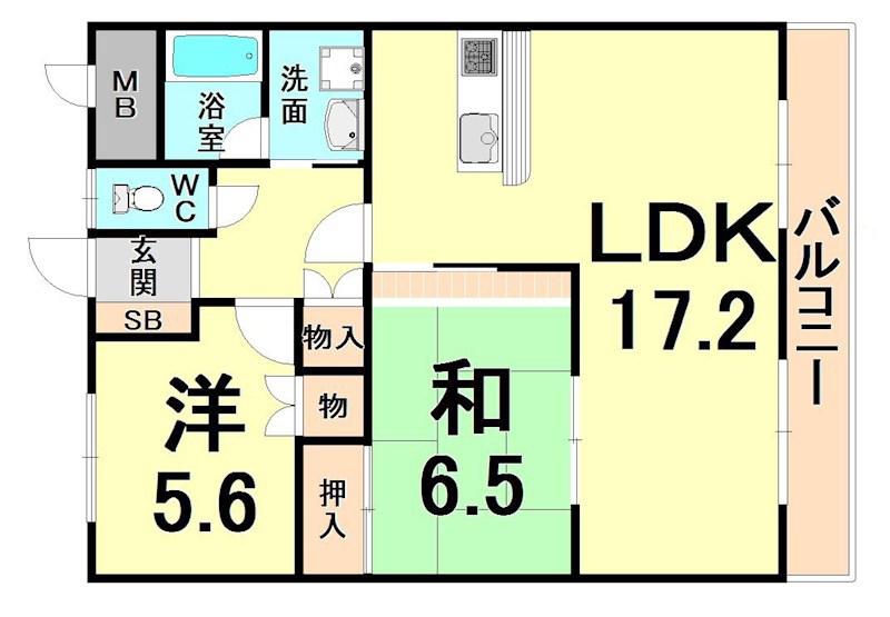藤ノ木ハイツ(2LDK/3階)の間取り写真