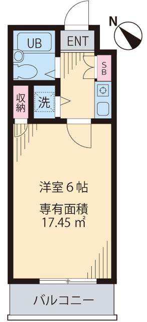 パークハイム桜新町(1K/4階)の間取り写真