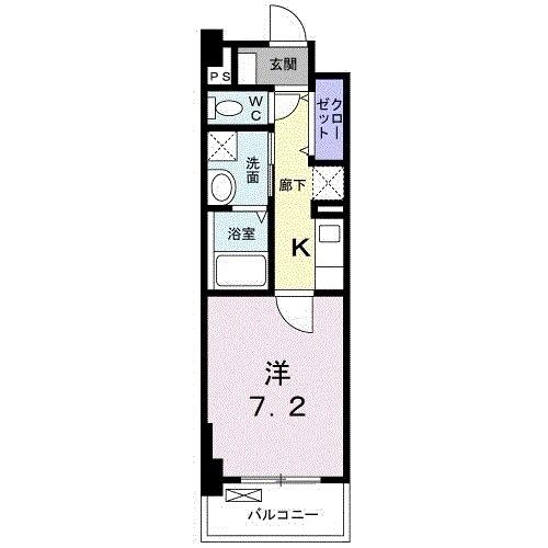 ミルト熊野(1K/3階)の間取り写真