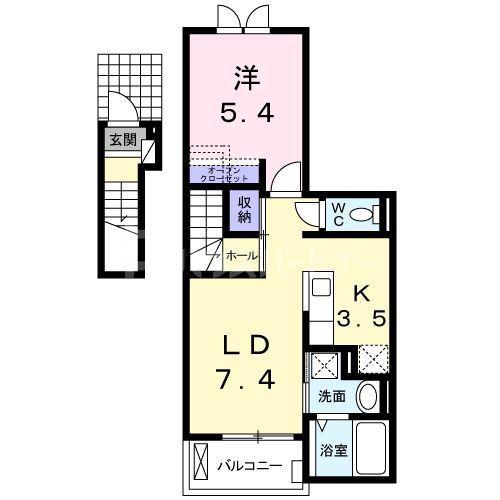 ノイクラール(1LDK/2階)の間取り写真