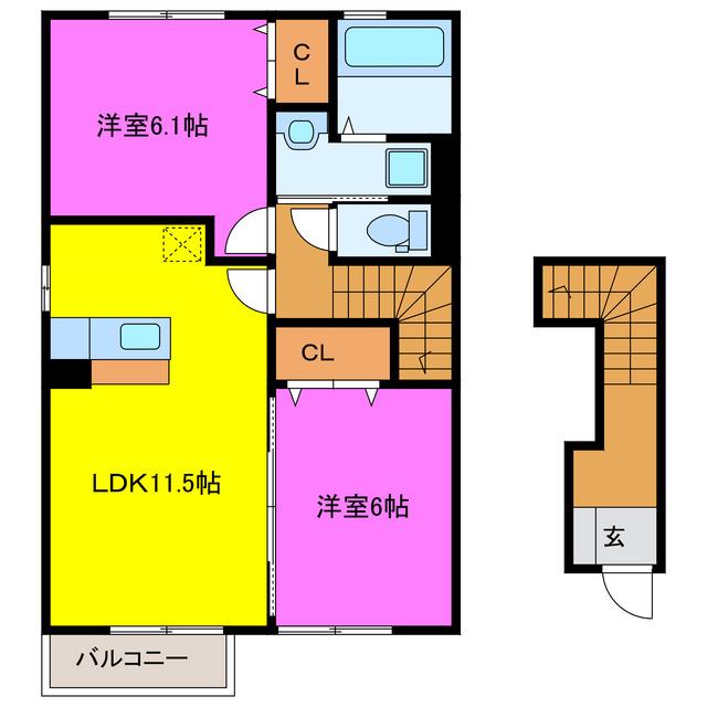 ロゼ幸II(2LDK/2階)の間取り写真
