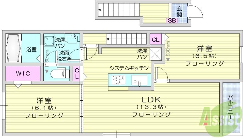 プレッソ冠木Ⅱ(2LDK/2階)の間取り写真
