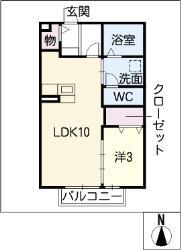 D-GARDEN神崎 C(1LDK/2階)の間取り写真