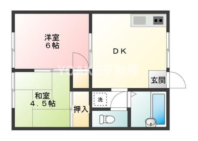 イムーブル中町II(2DK/1階)の間取り写真