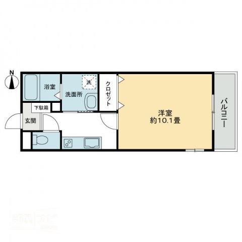 フォブール林町(1K/3階)の間取り写真