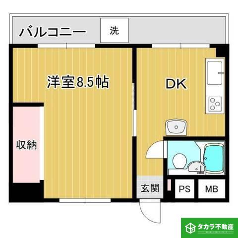 長浜甲斐ビル(1DK/3階)の間取り写真