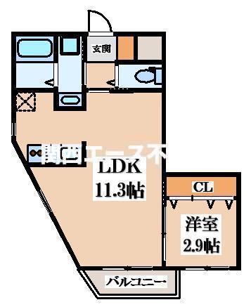 ST・RESIDENCE南津の辺(1LDK/3階)の間取り写真