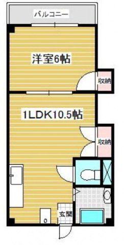山本北コーポラス2号館(1LDK/1階)の間取り写真