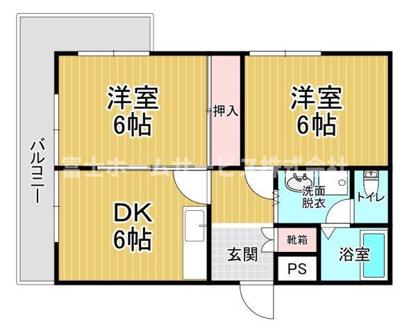 ヴィヌーベル長居(2DK/3階)の間取り写真