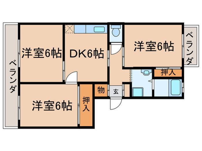 サンフラワーマンション(3DK/1階)の間取り写真