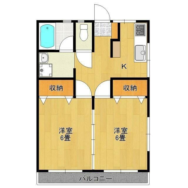 コーポ山石(2DK/3階)の間取り写真