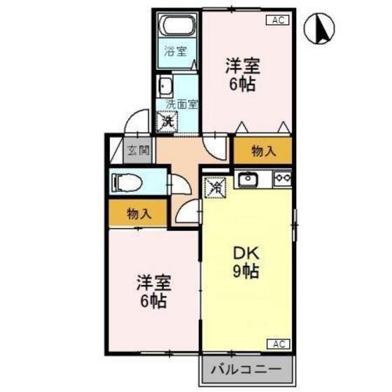 セジュール上冨居(2DK/1階)の間取り写真