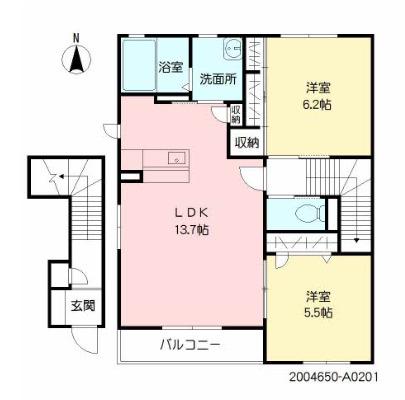シャーメゾン見晴台(2LDK/2階)の間取り写真
